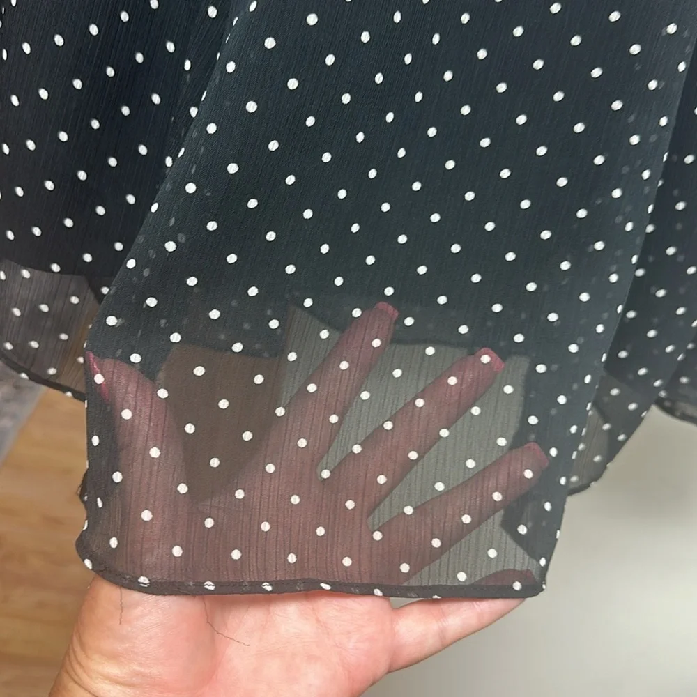 Liz & Co. Black Polka Dot Midi Skirt - Picture 5 of 6